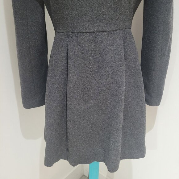 Bebe Wool Blend Snap Enclosure Peplum Coat Size XS Charcoal Gray Feminine Dressy - Picture 12 of 13